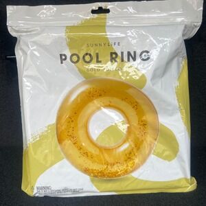Sunnylife Gold Disco Pool Ring Inflatable Glitter Float S3LPOLFF Gold 41 Inch